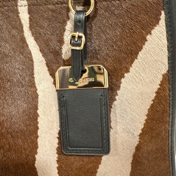 Coach Gramercy Leather & Zebra Print Dyed Calf Hair Tote Bag - Picture 8 of 9